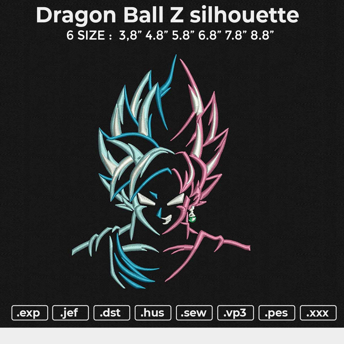 Dragon Ball Z silhouette Embroidery File 6 size