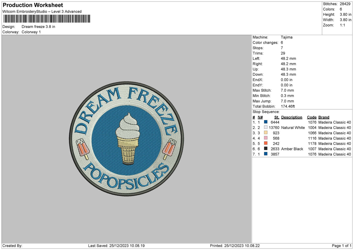 Freeze Embroidery File 6 sizes