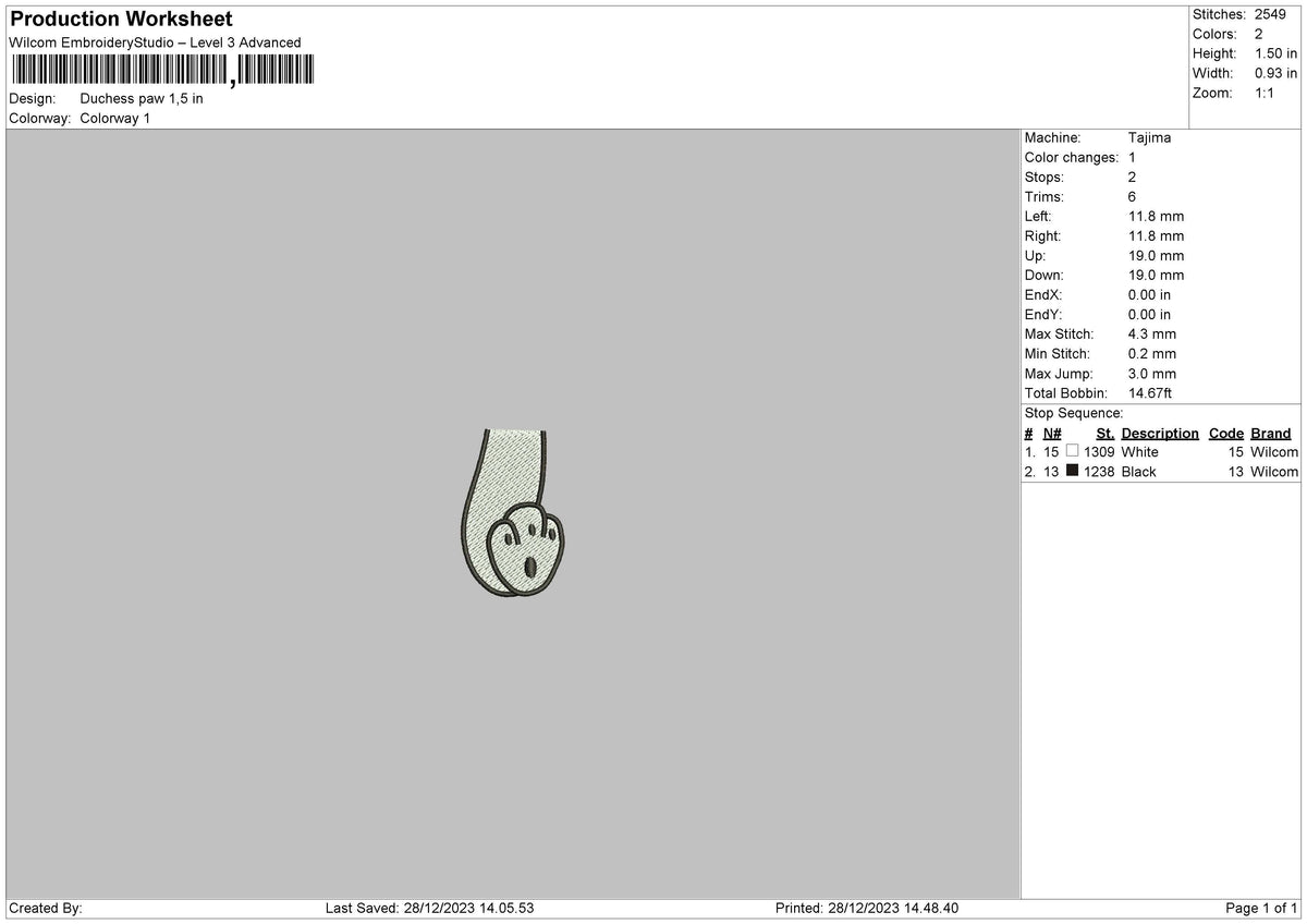 Dog Paw 01 Embroidery File 6 sizes
