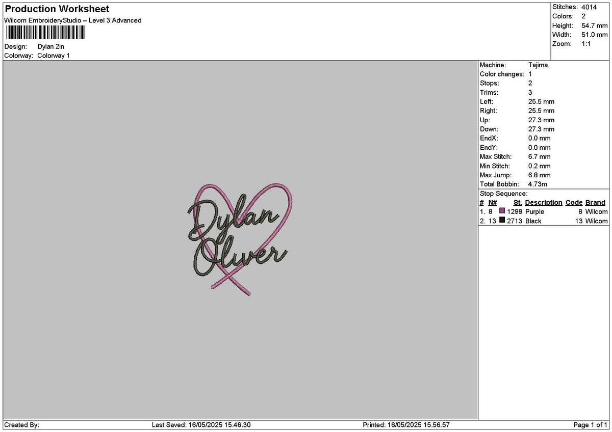 Dylantext Embroidery File 6 sizes