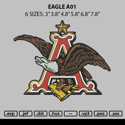 Eagle A01 Embroidery File 6 sizes