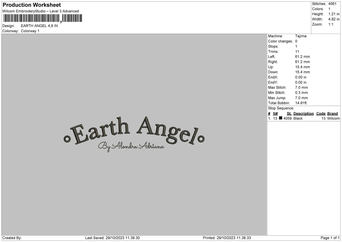 Earth Text Embroidery File 6 sizes