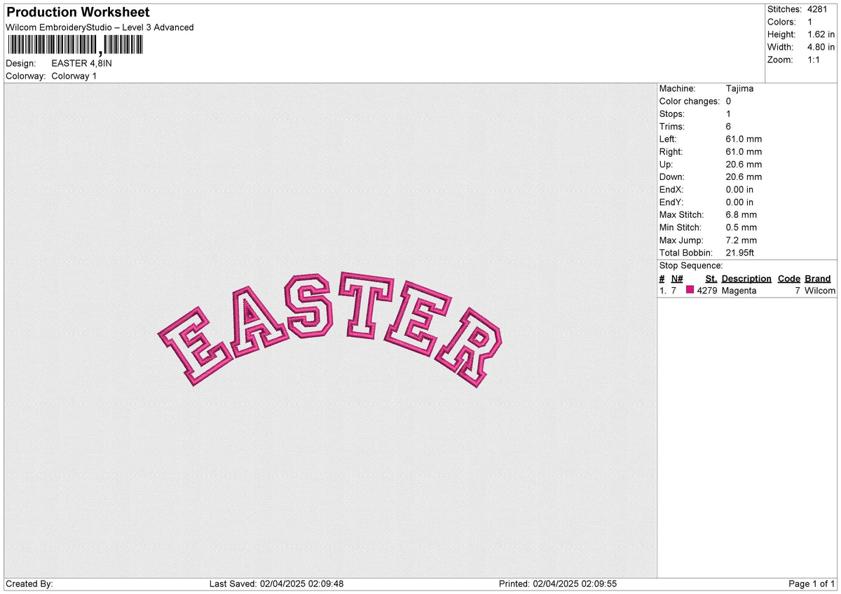 EASTER Embroidery File 6 size