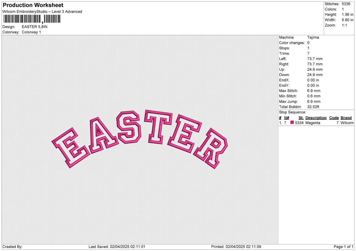 EASTER Embroidery File 6 size