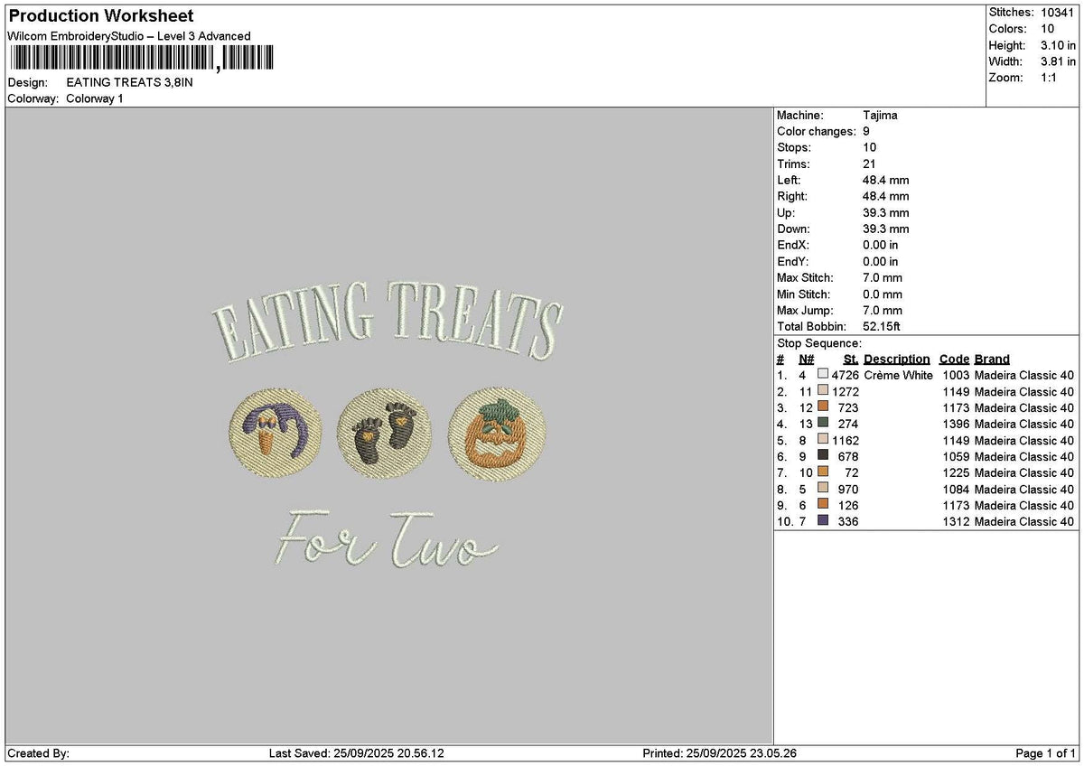 Treatstext 2509 Embroidery File 6 sizes