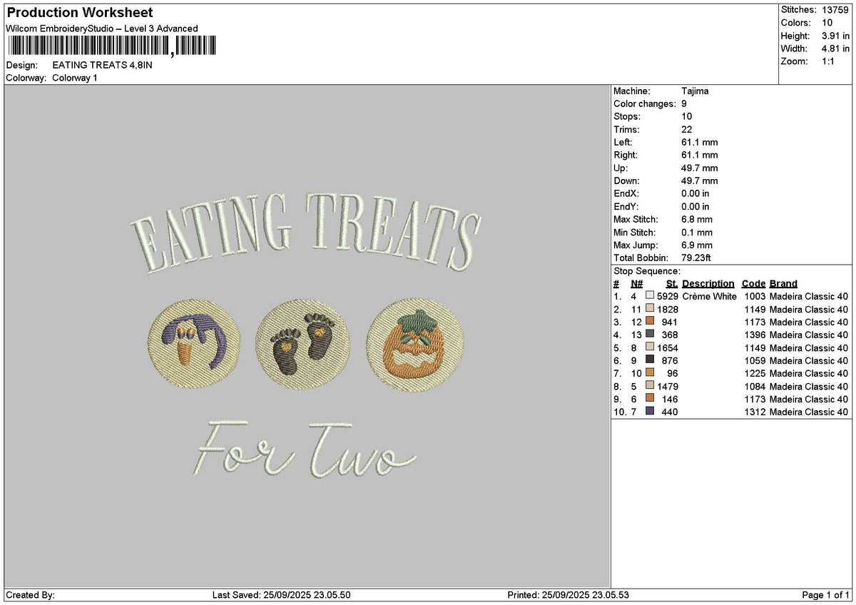 Treatstext 2509 Embroidery File 6 sizes