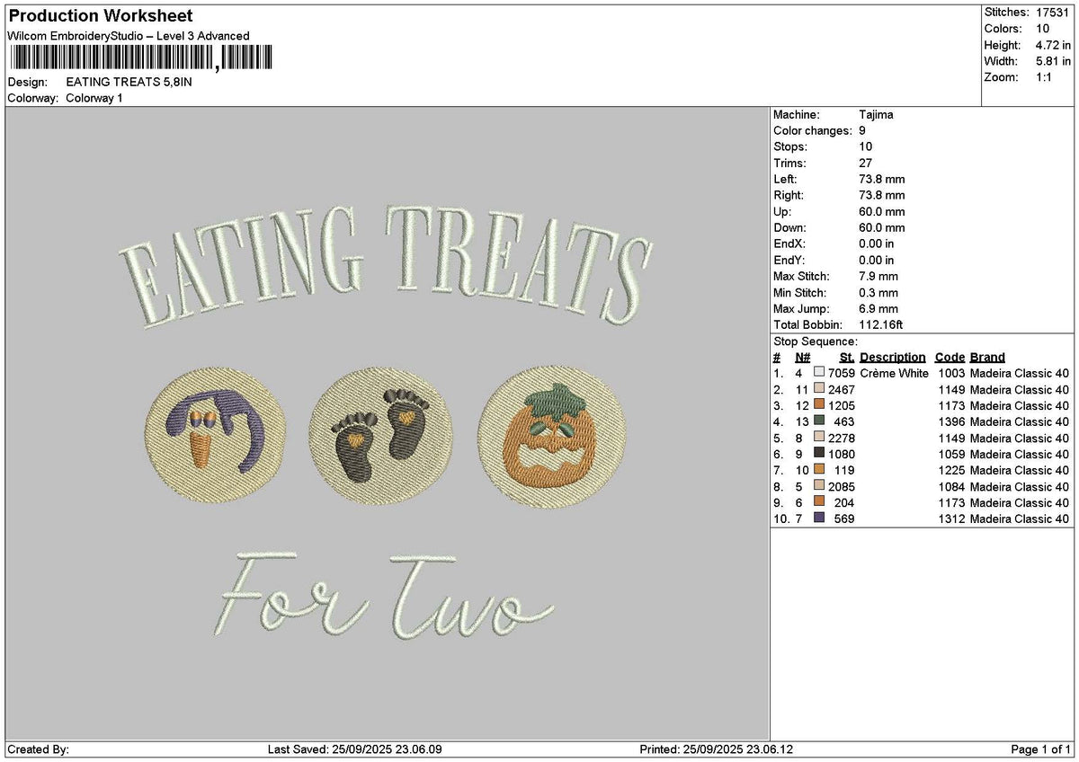 Treatstext 2509 Embroidery File 6 sizes