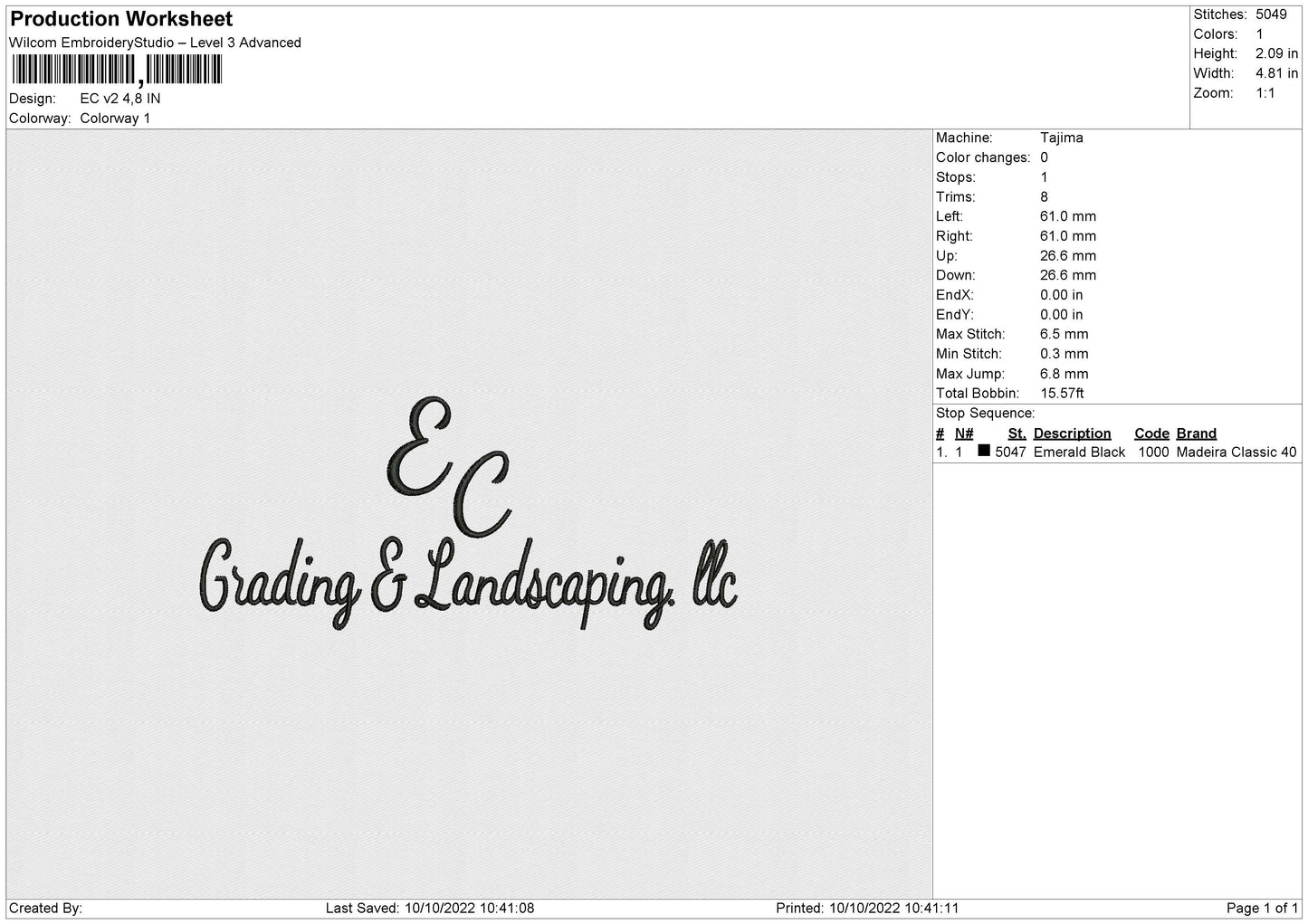 EC v2 Embroidery