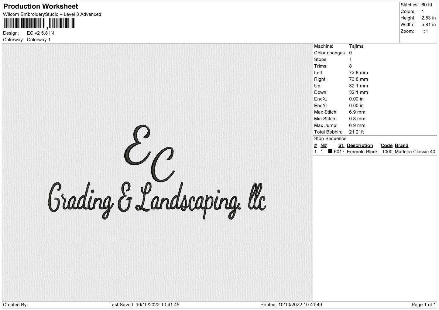 EC v2 Embroidery