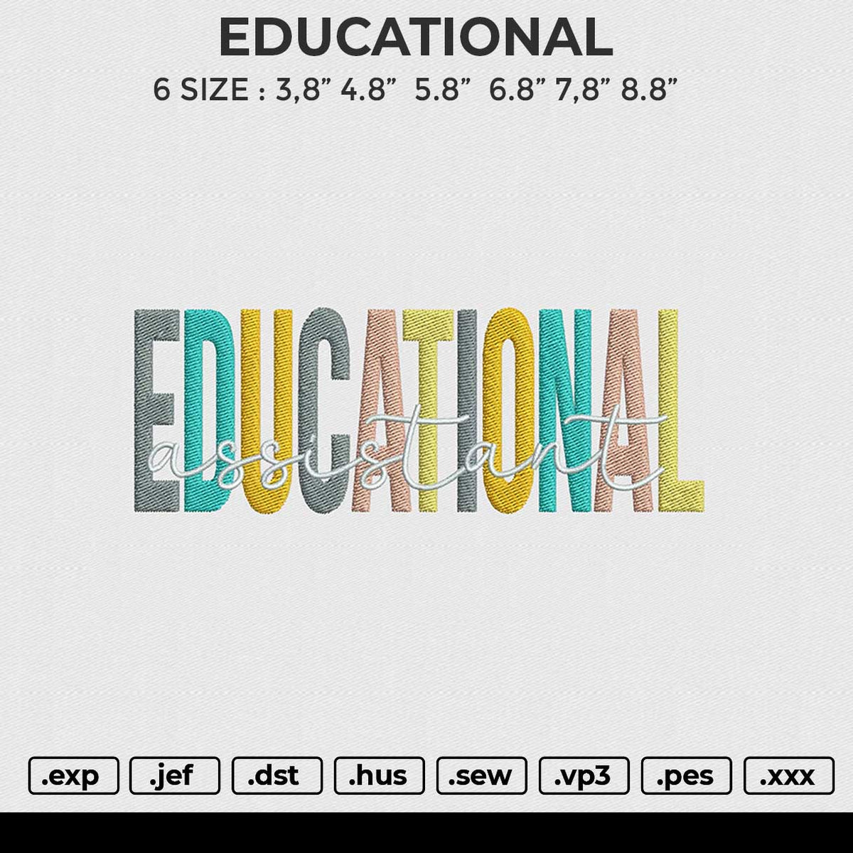 EDUCATIONAL Embroidery File 6 size