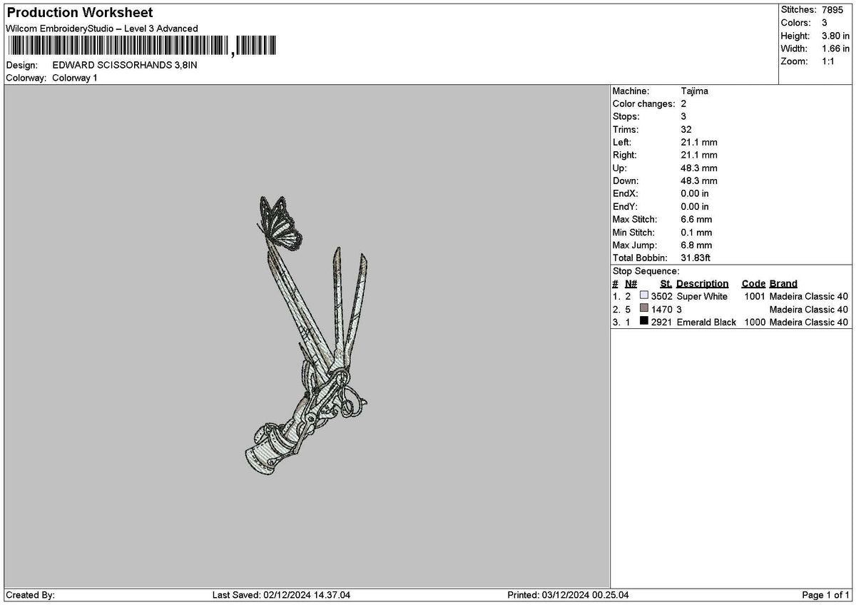 Butterfly0212 Embroidery File 6 sizes