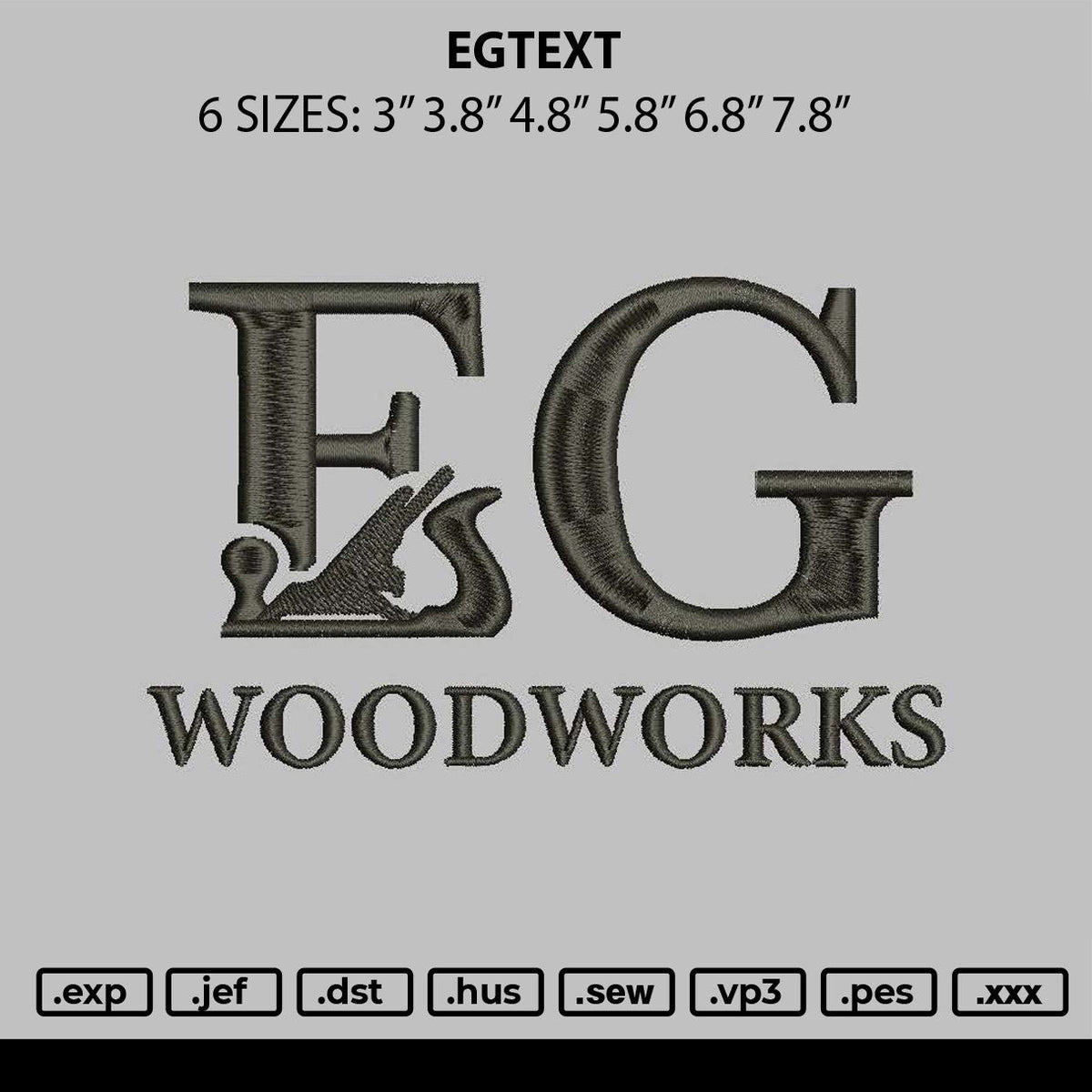 Egtext Embroidery File 6 sizes