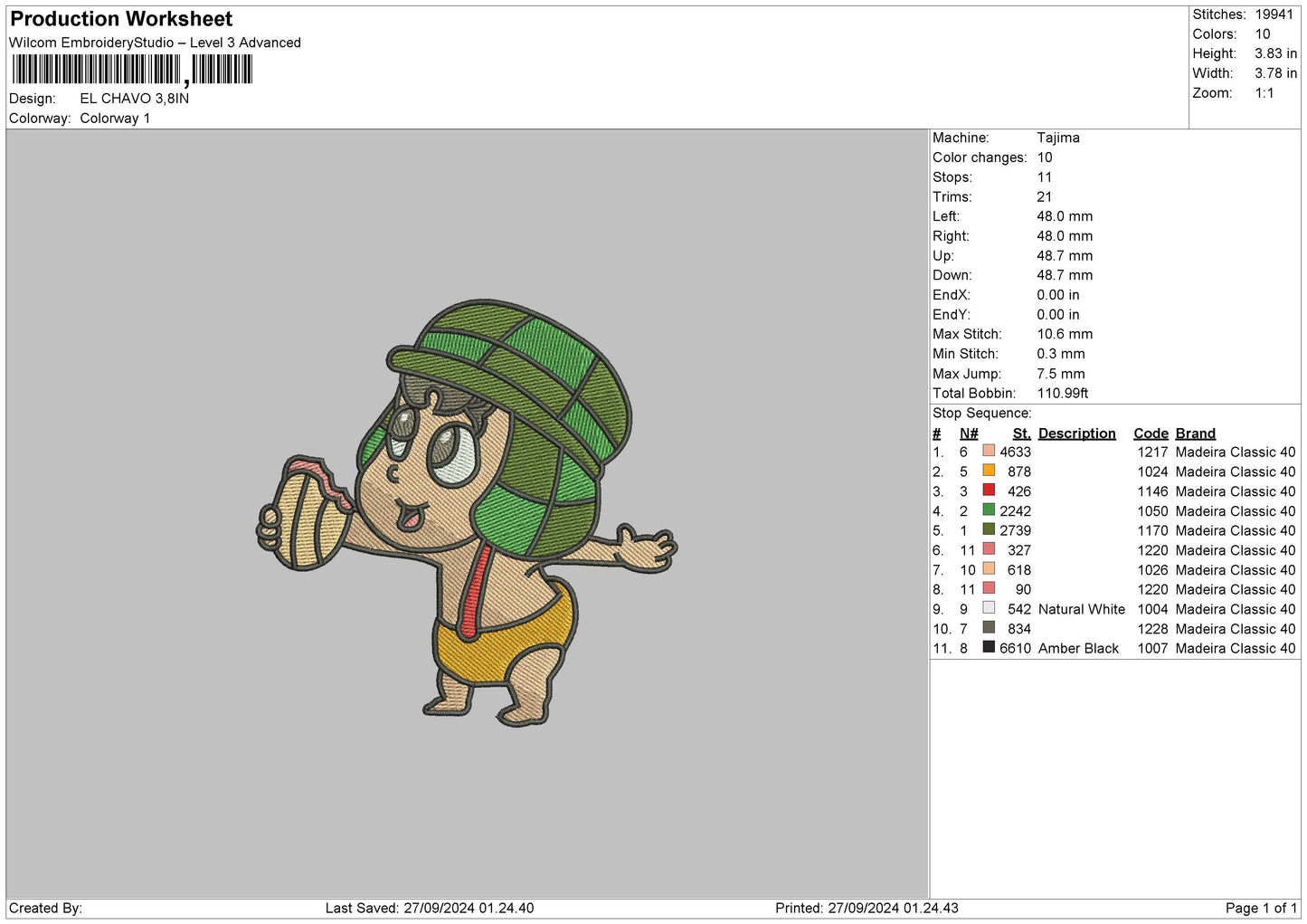 Chibi 2709 Embroidery File 6 sizes