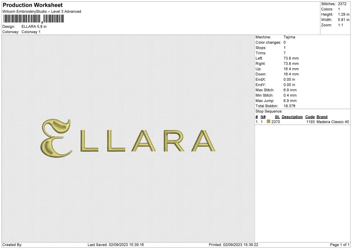 ELLARA Embroidery File 6 size