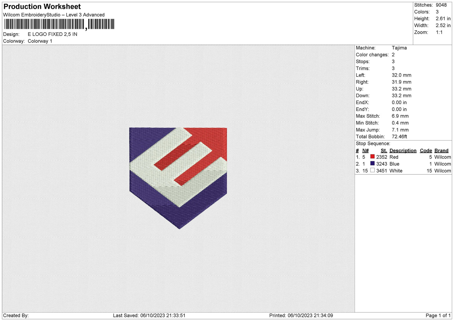 E LOGO  Embroidery File 6 size