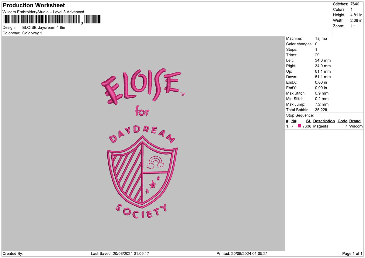 Daydreamtext Embroidery File 6 sizes