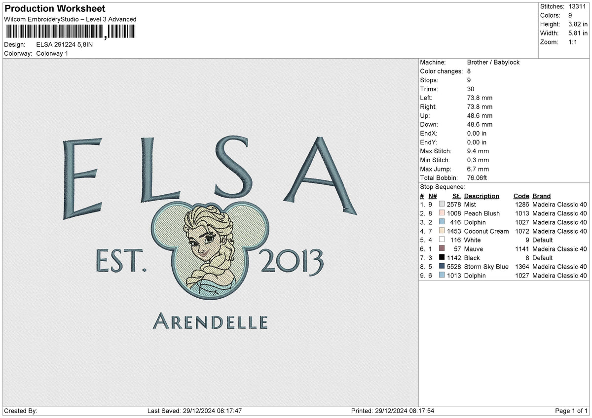 ELSA 291224 Embroidery File 6 size