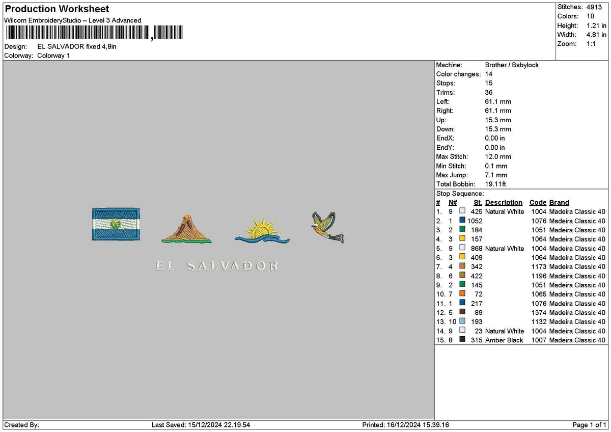 EL SALVADOR Embroidery File 6 size