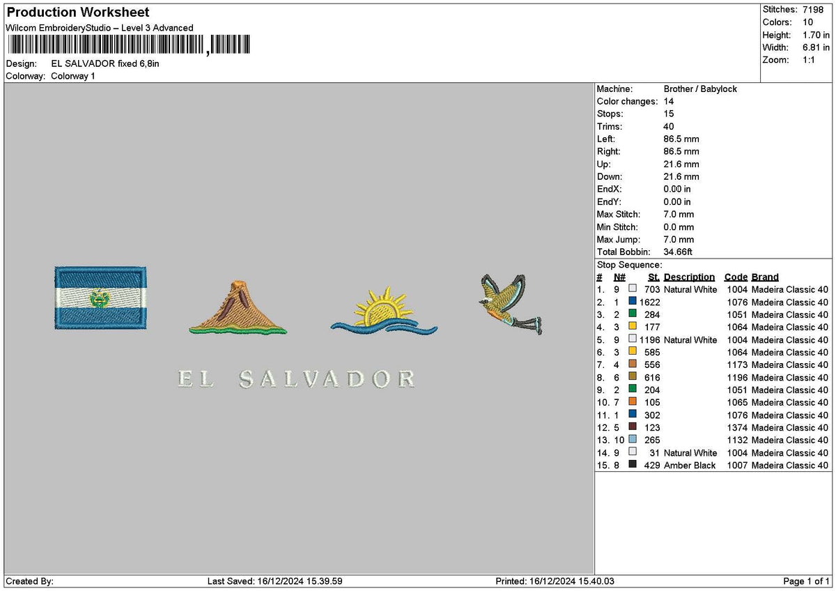 EL SALVADOR Embroidery File 6 size