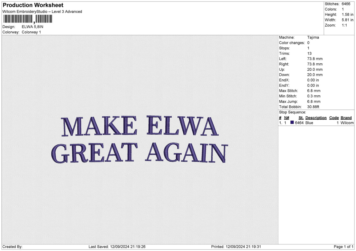 ELWA Embroidery File 6 size