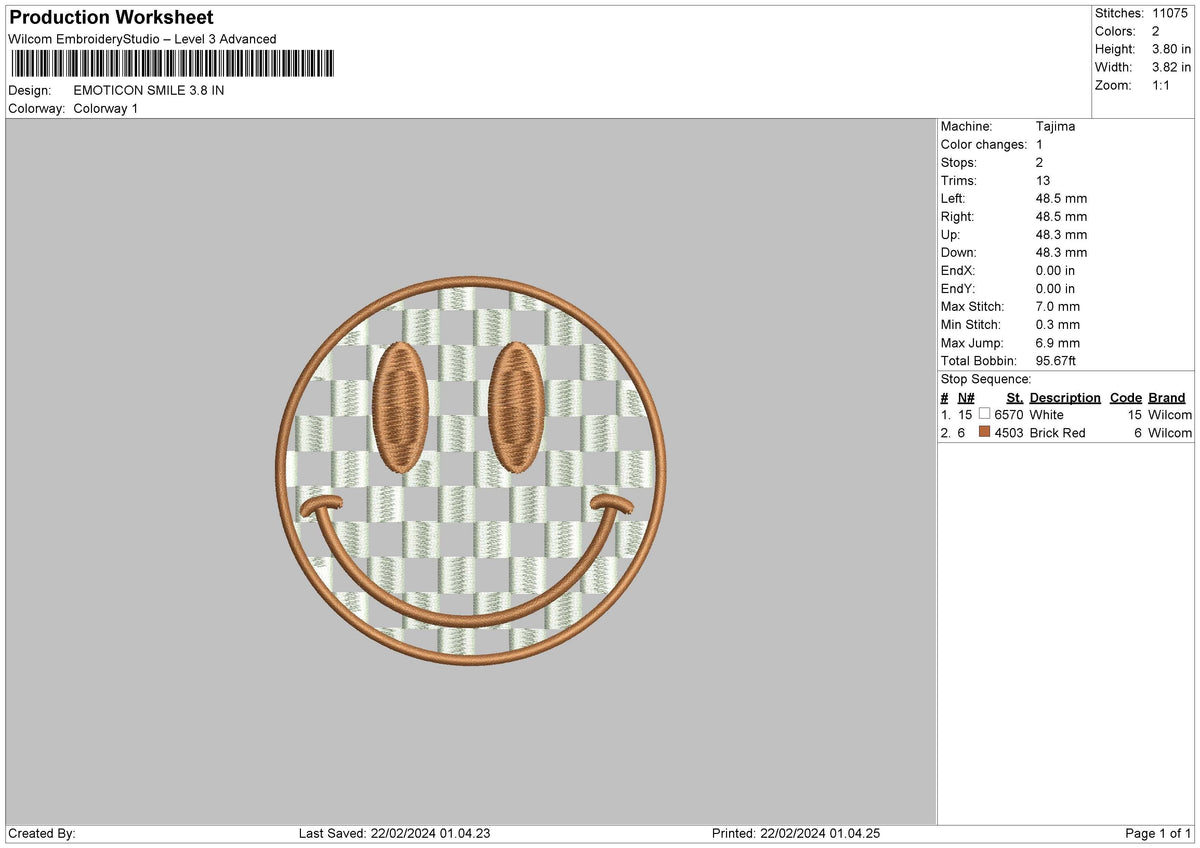 Smile 2202 Embroidery File 6 sizes