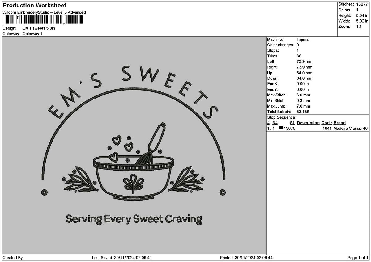 Sweetstext 01 Embroidery File 6 sizes