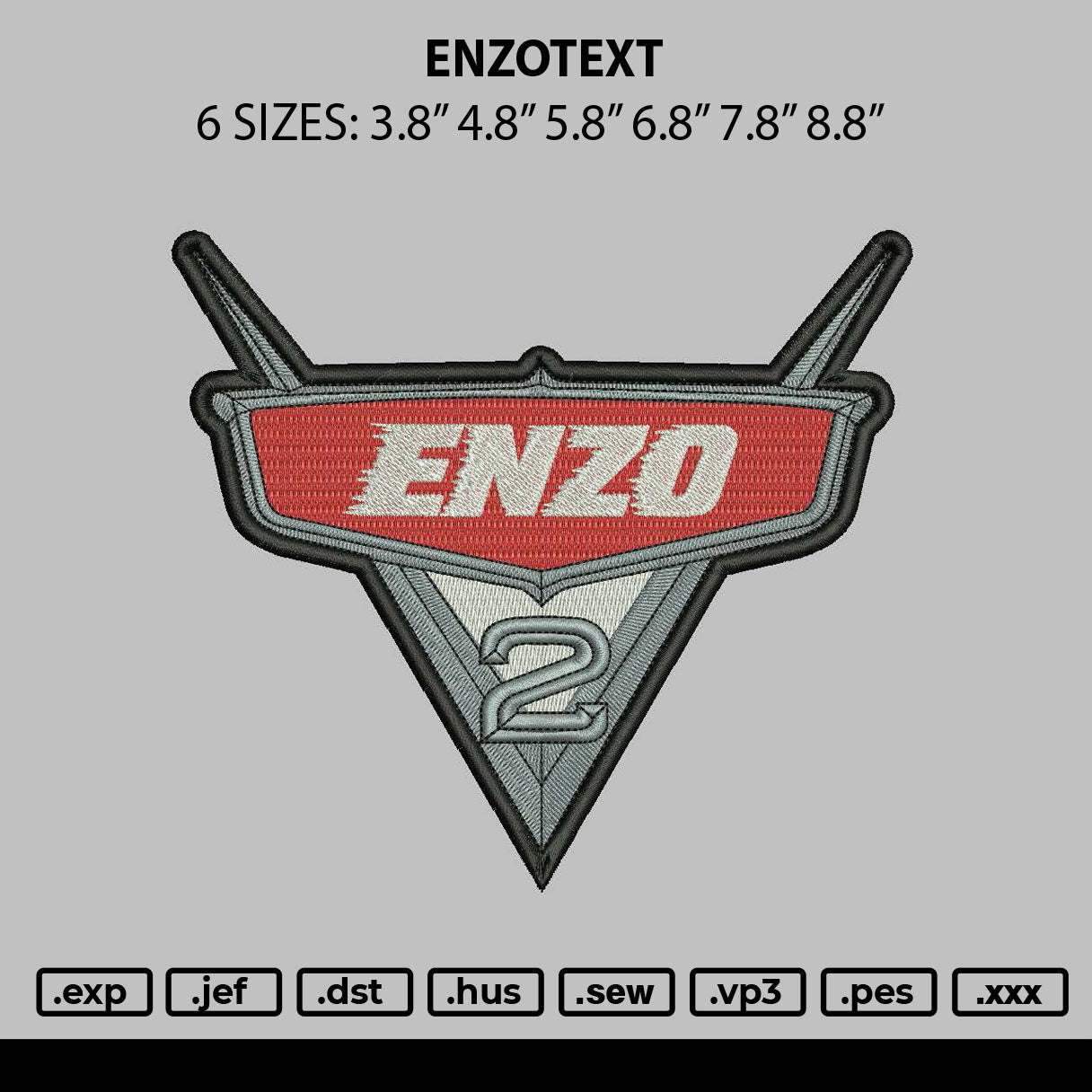Enzotext Embroidery File 6 sizes