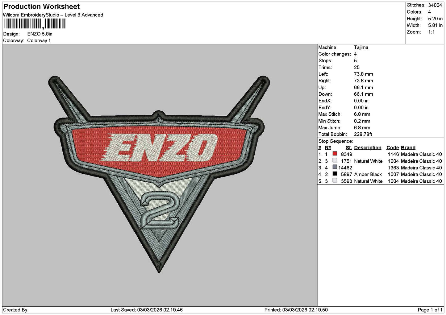 Enzotext Embroidery File 6 sizes