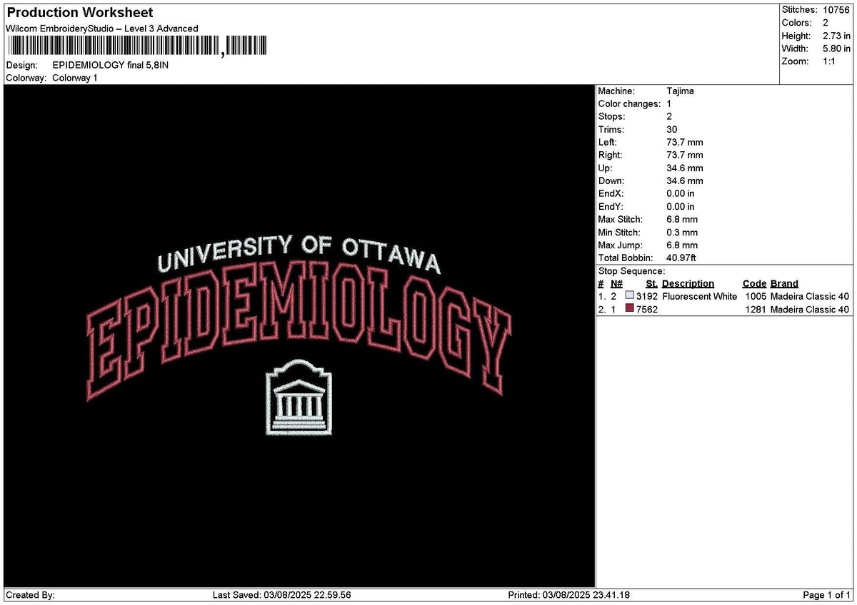 Epidemiologytext v2 Embroidery File 6 sizes