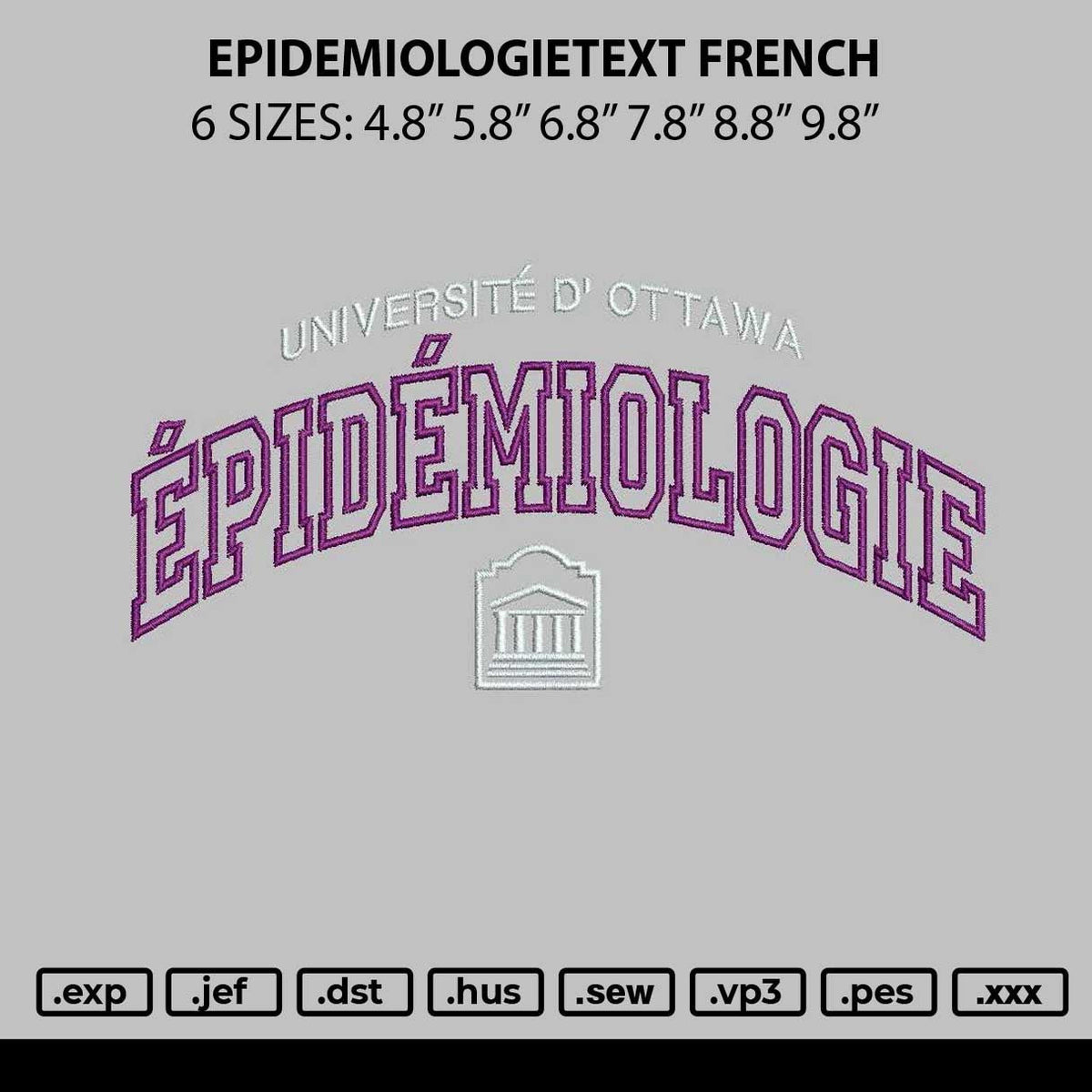 Epidemiologietext Frence Embroidery File 6 sizes