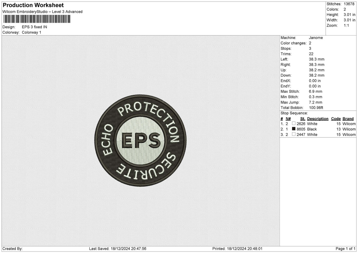 EPS Embroidery File 6 size