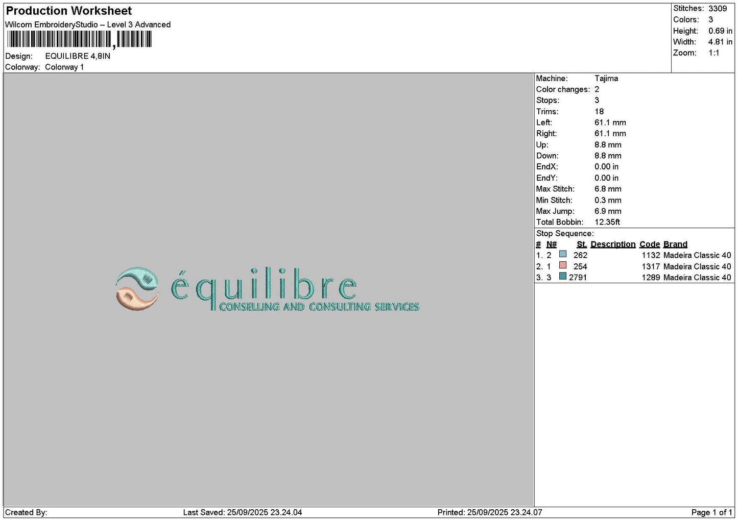 Equilibretext Embroidery File 6 sizes