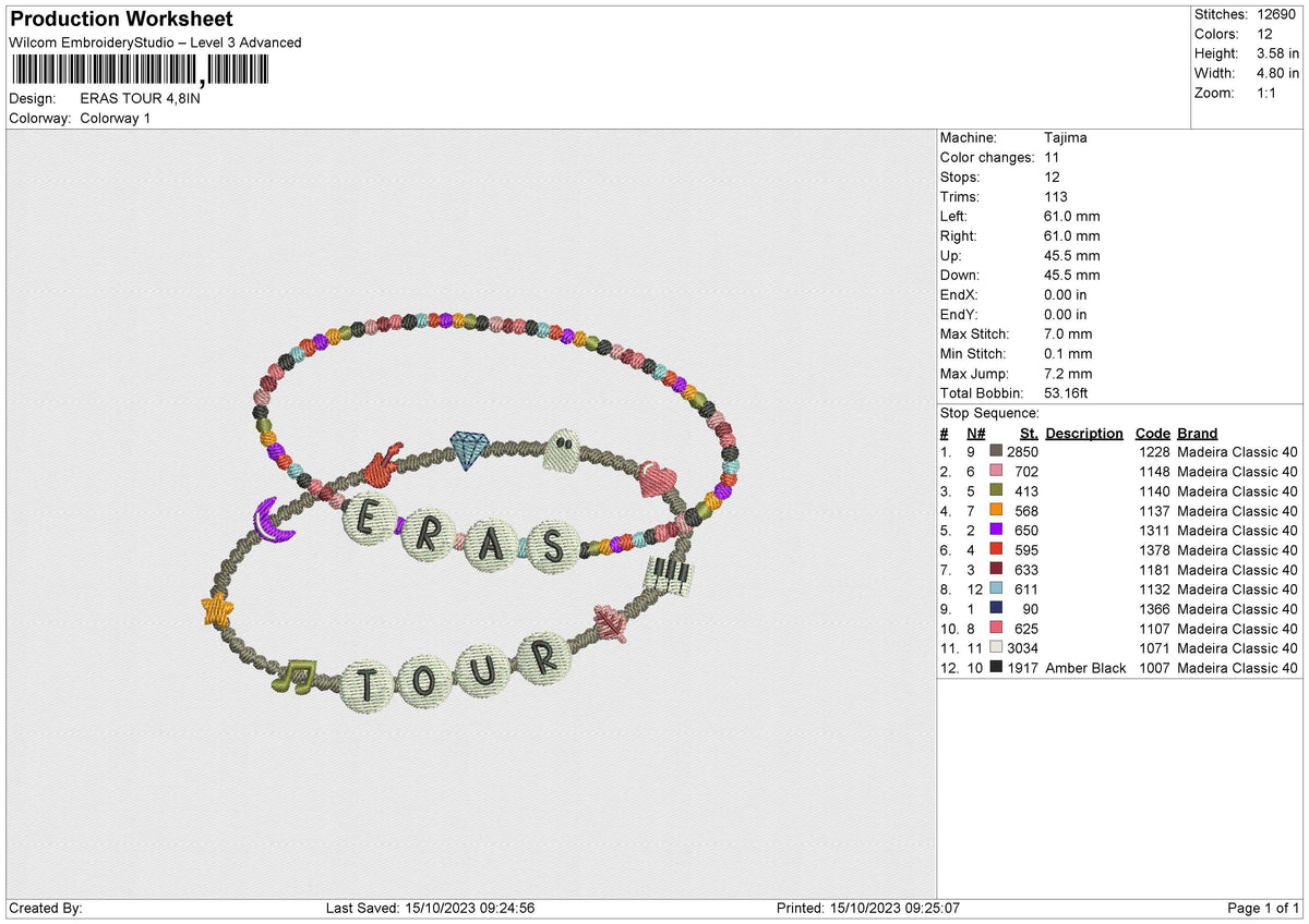 ERAS TOUR Embroidery File 6 size