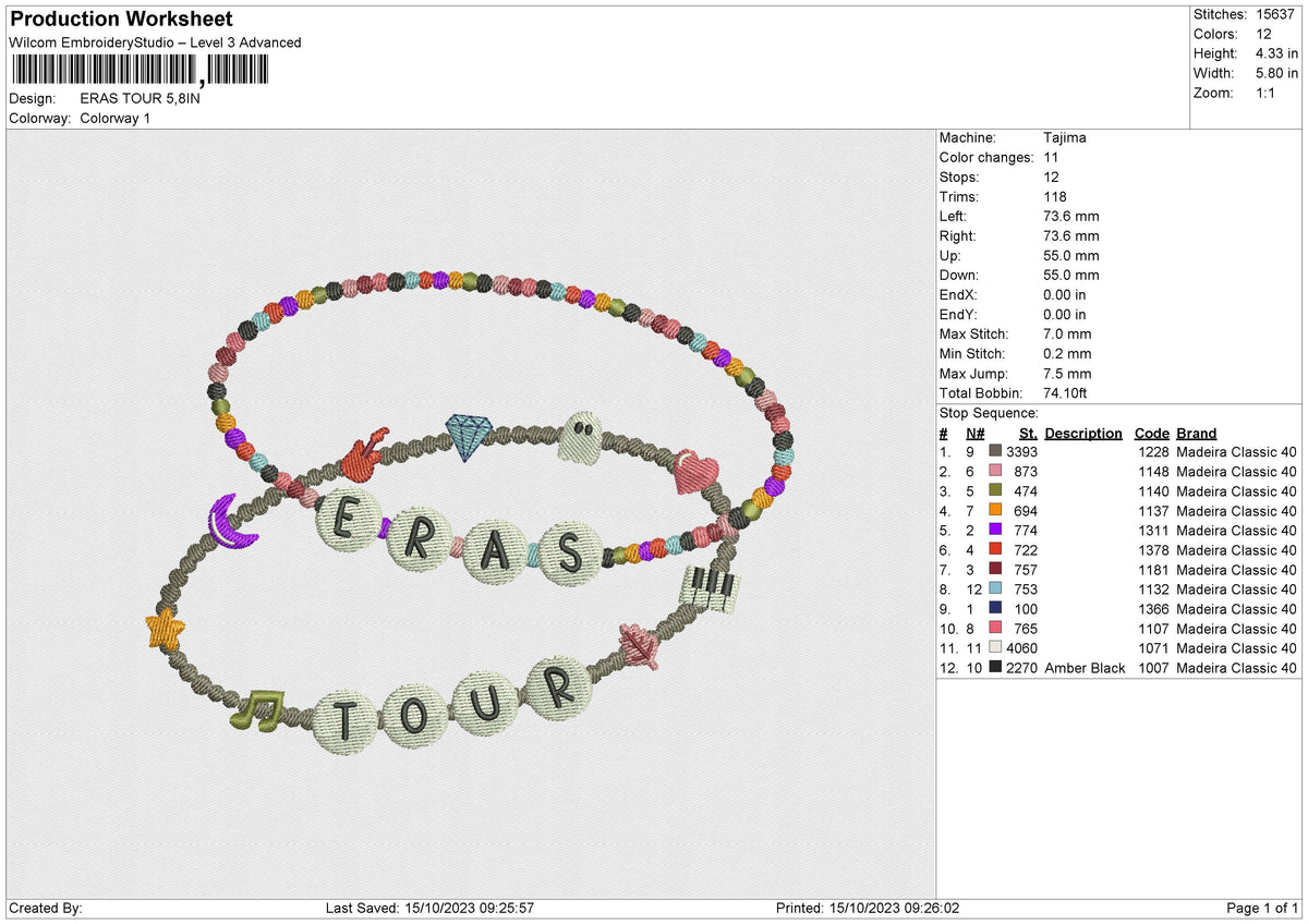 ERAS TOUR Embroidery File 6 size
