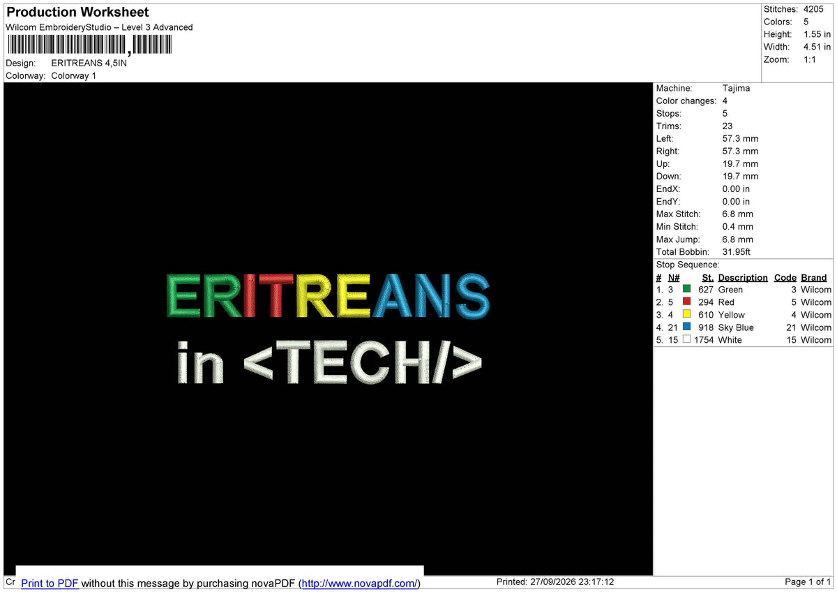 ERITREANS Embroidery File 6 sizes