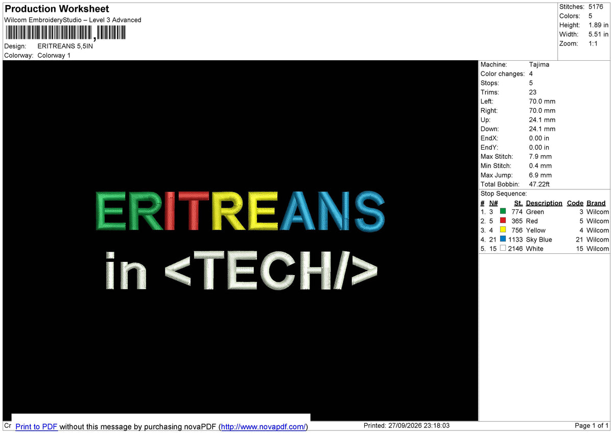 ERITREANS Embroidery File 6 sizes