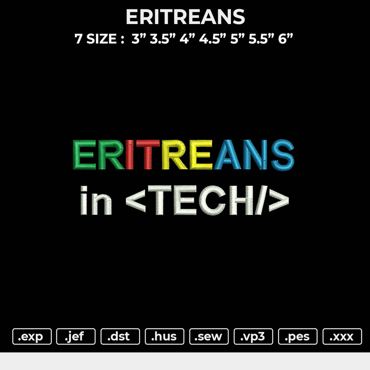 ERITREANS Embroidery File 6 sizes