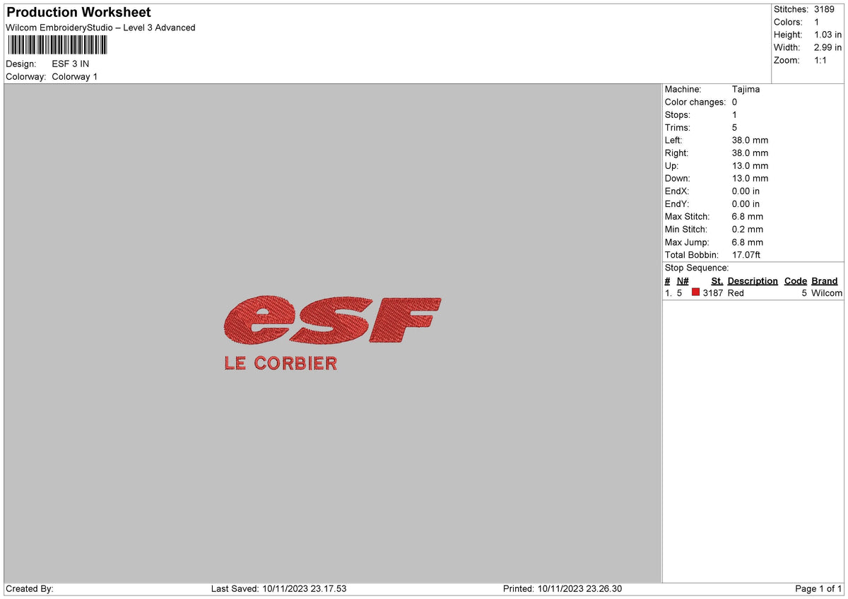 Esf Text Embroidery File 6 sizes