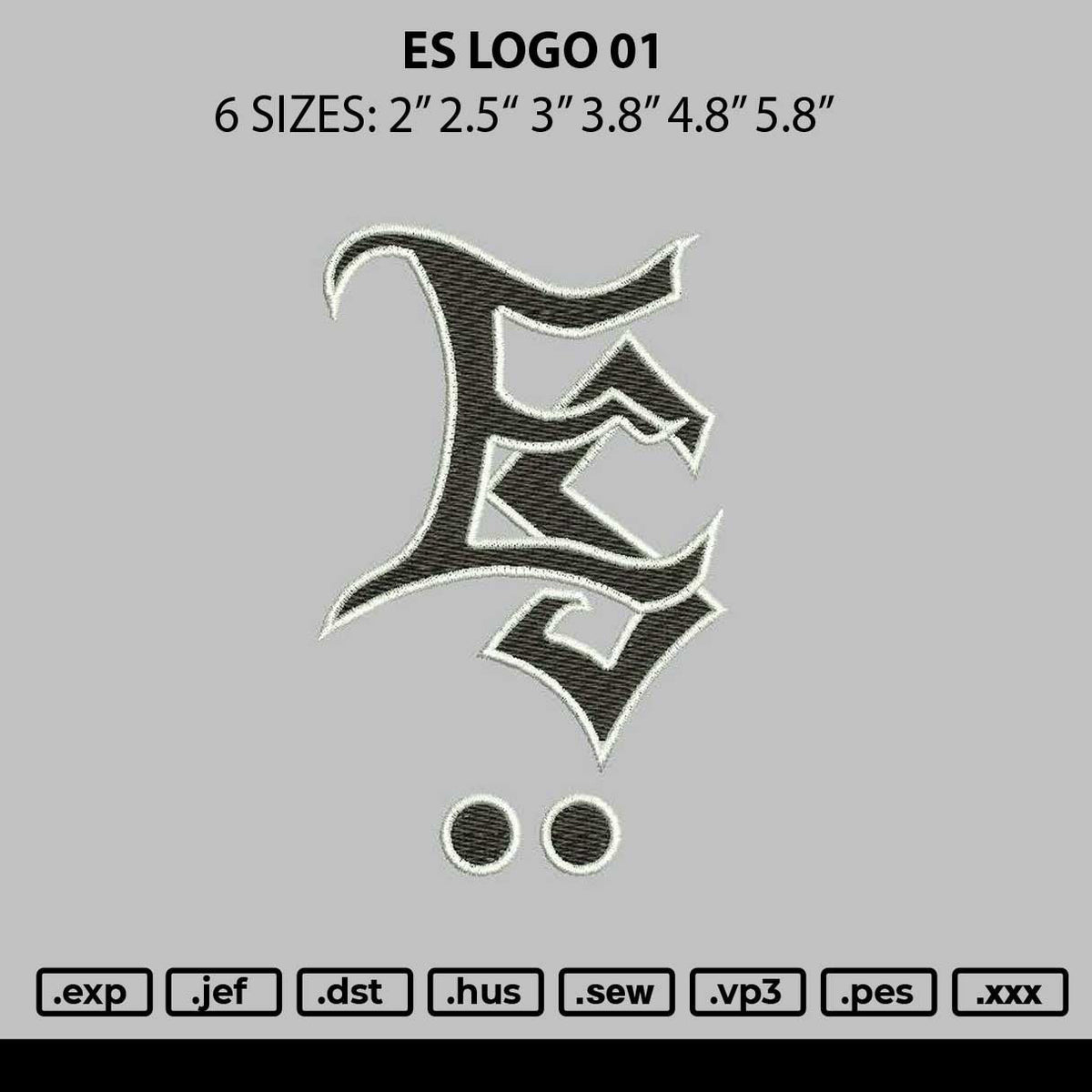 Es Logo 01 Embroidery File 6 sizes