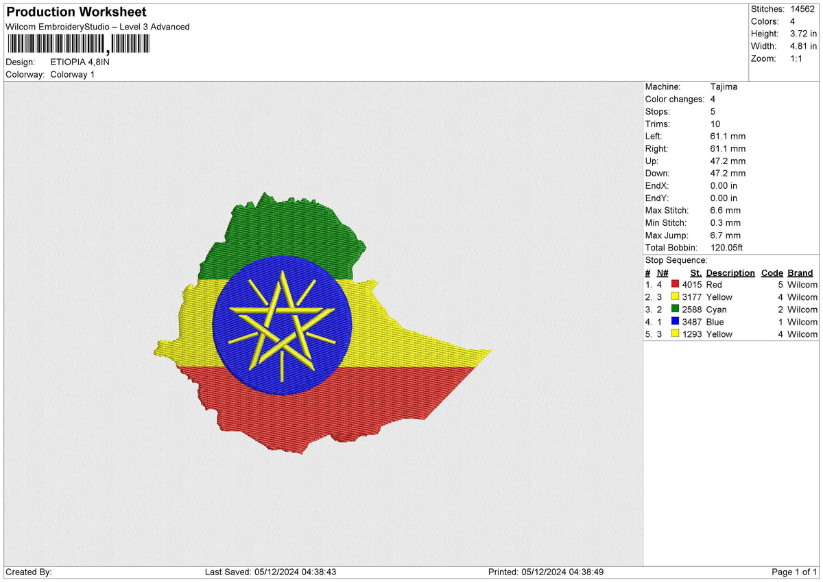 ETIOPIA Embroidery File 6 size