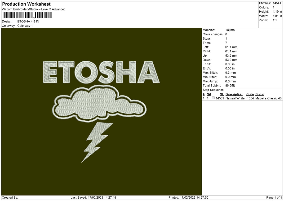 Etosha Embroidery File 6 sizes