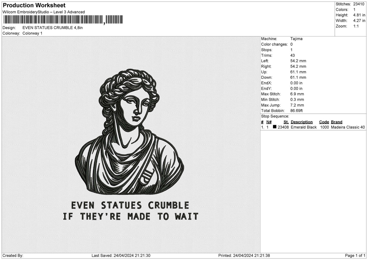EVEN STATUES CRUMBLE Embroidery File 6 size