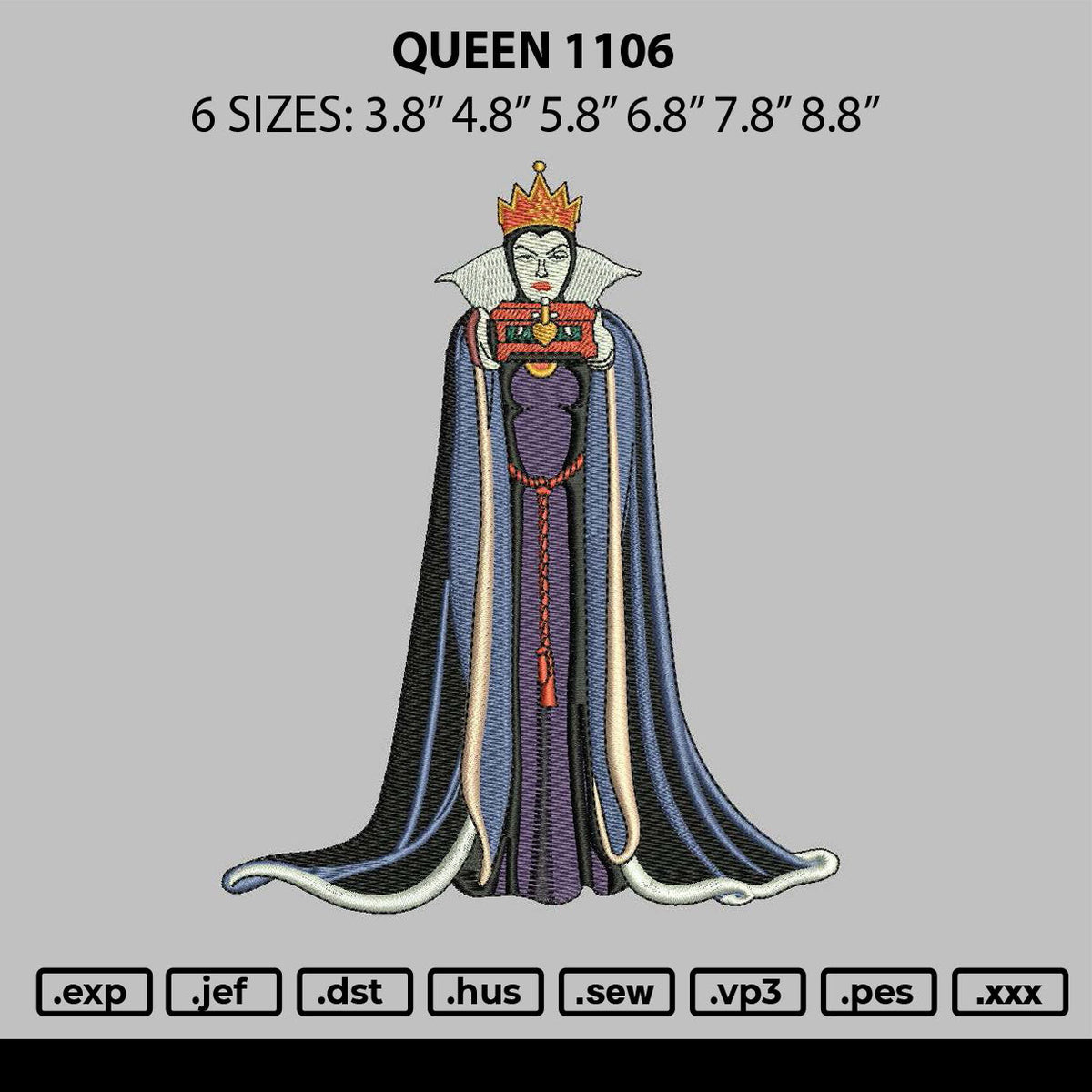 Queen 1106 Embroidery File 6 sizes