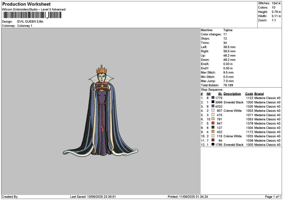 Queen 1106 Embroidery File 6 sizes