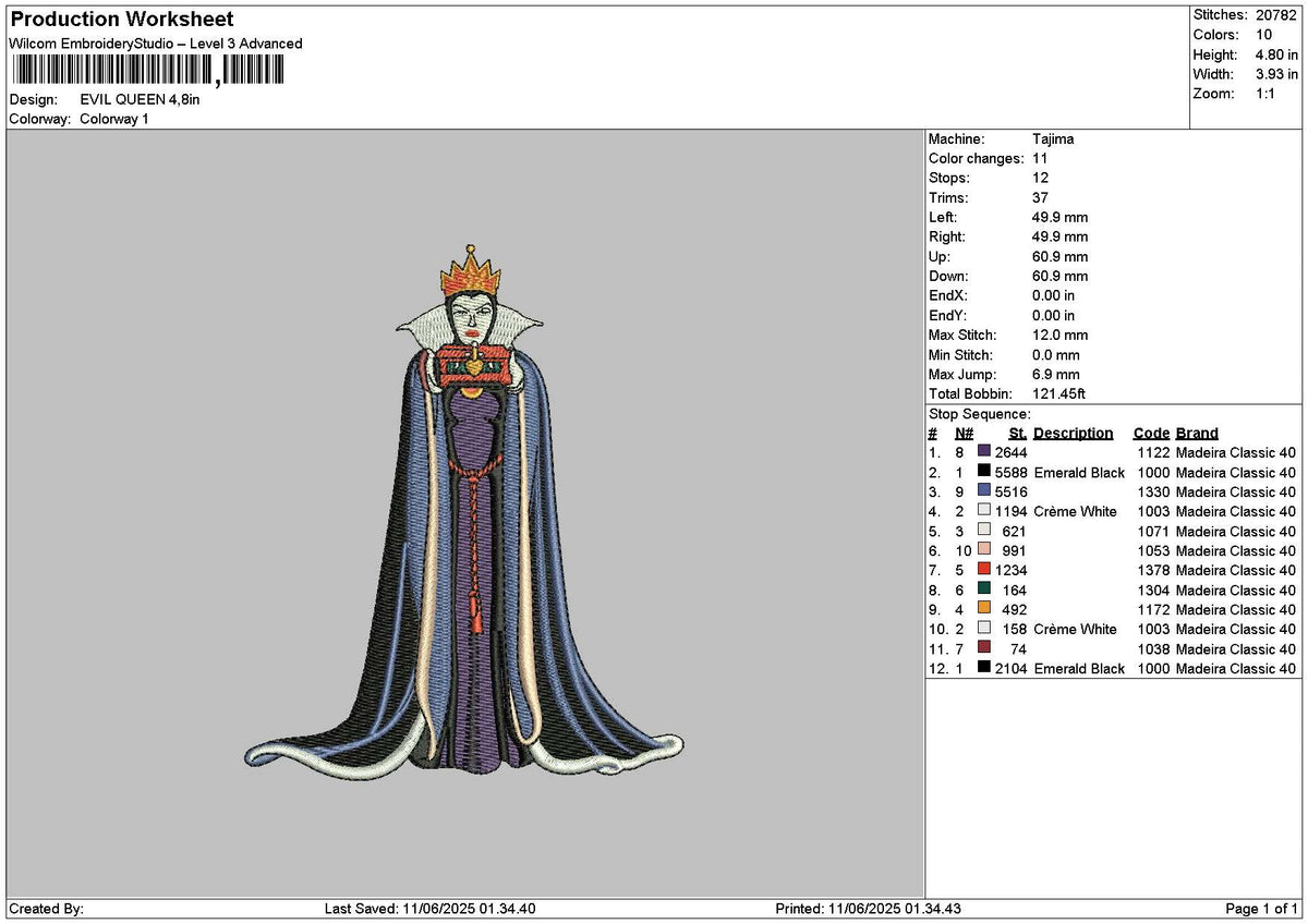 Queen 1106 Embroidery File 6 sizes