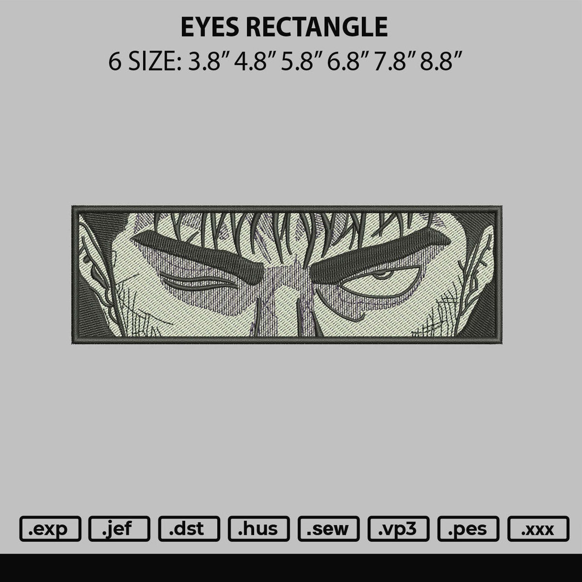 Eyes Rectangle Embroidery File 6 sizes