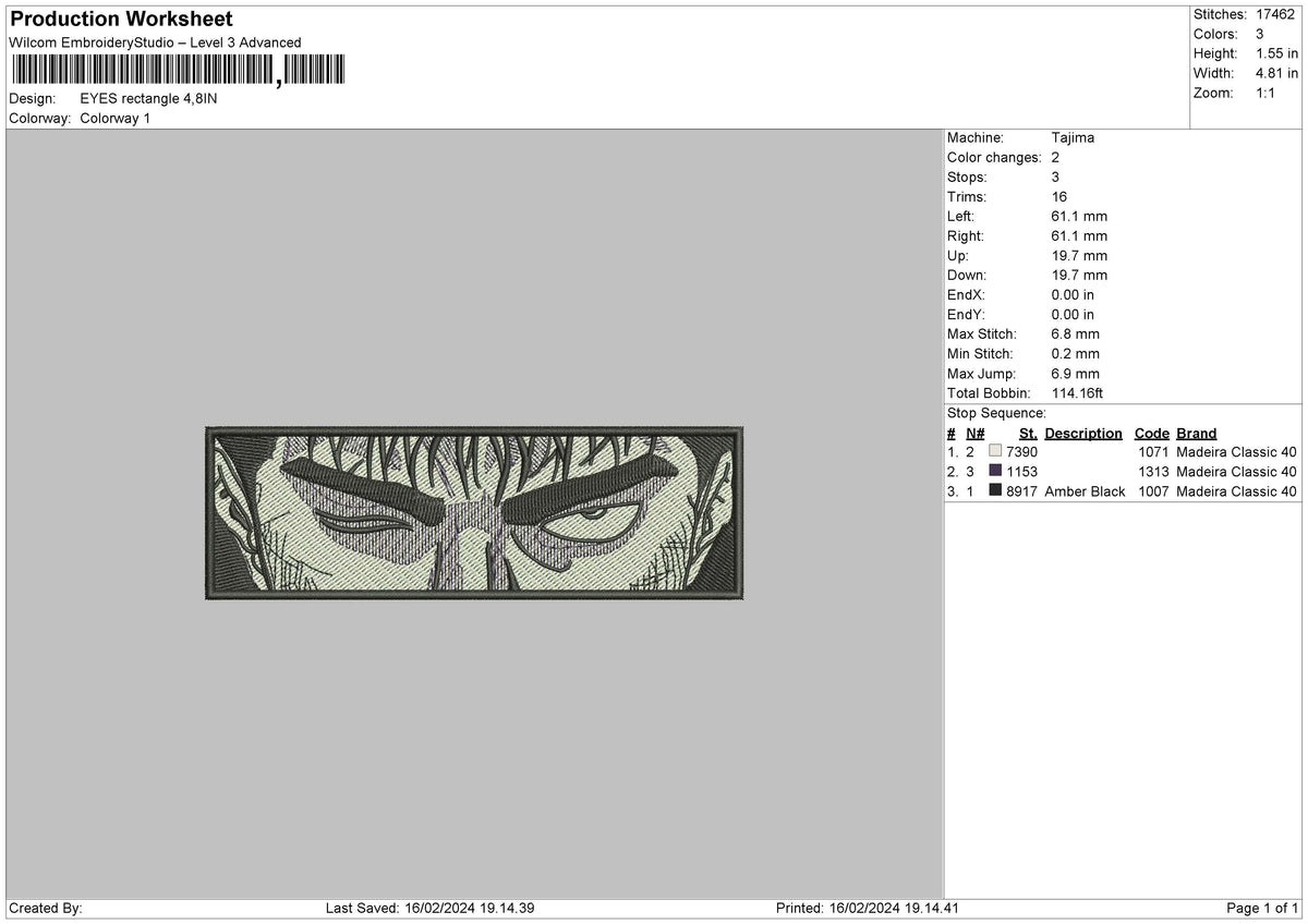 Eyes Rectangle Embroidery File 6 sizes