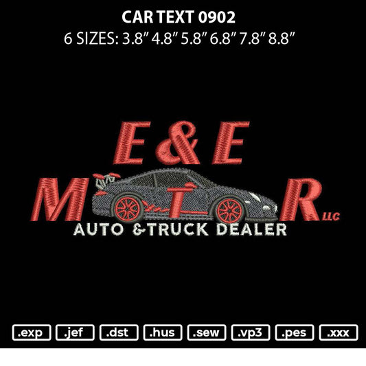 Car Text 0902 Embroidery File 6 sizes