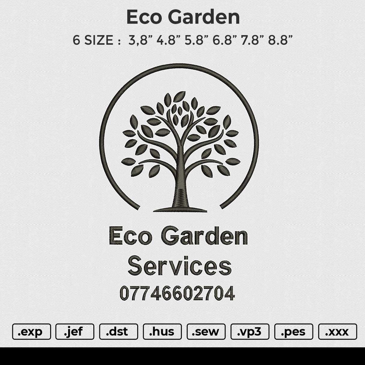 Eco Garden Embroidery File 6 size