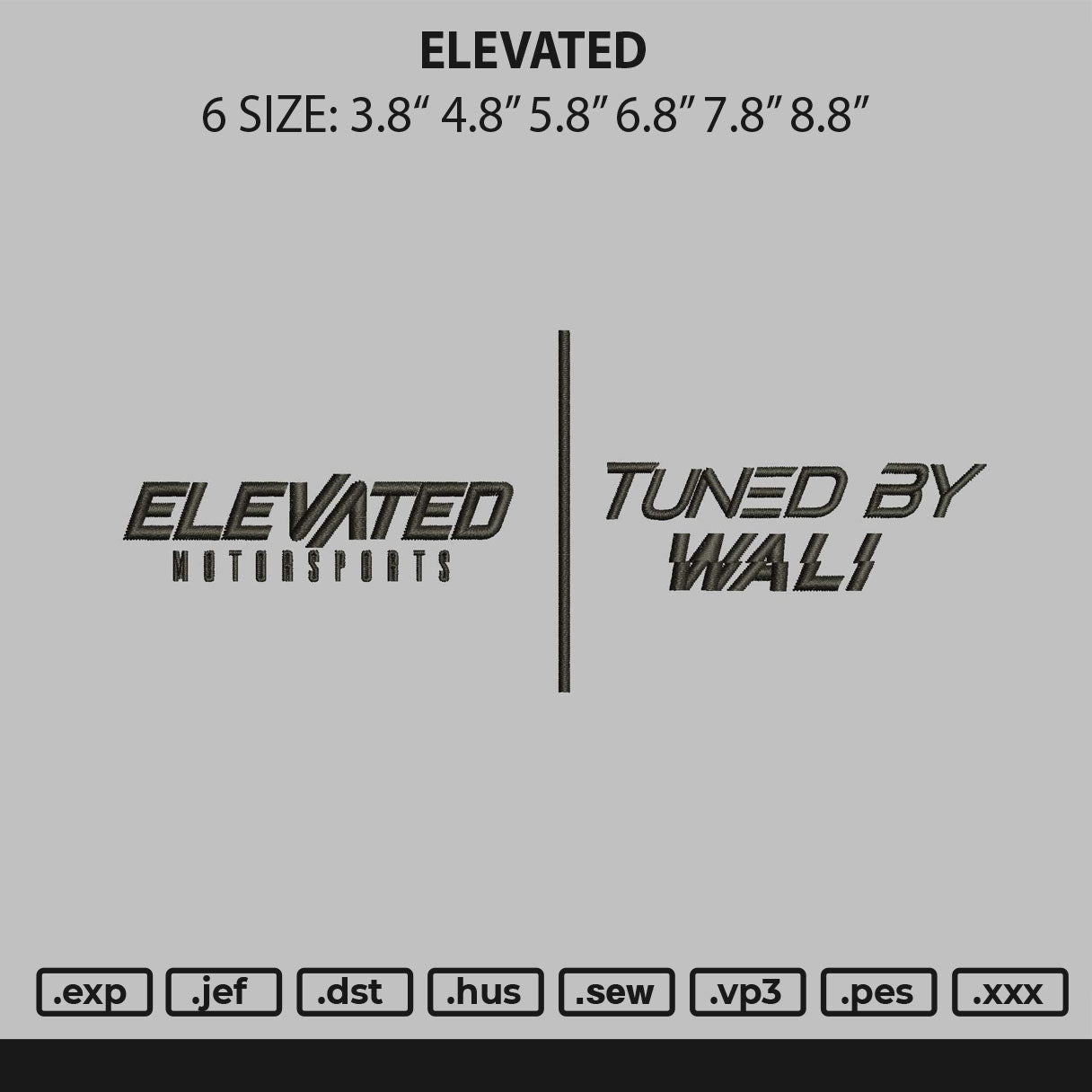 Elevated Embroidery File 6 sizes